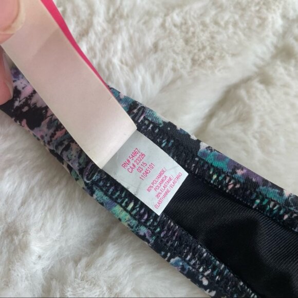 Victorias Secret | Black Graffiti Metallic Bandeau Push-up Bikini Top | Size 34C - Picture 7 of 8